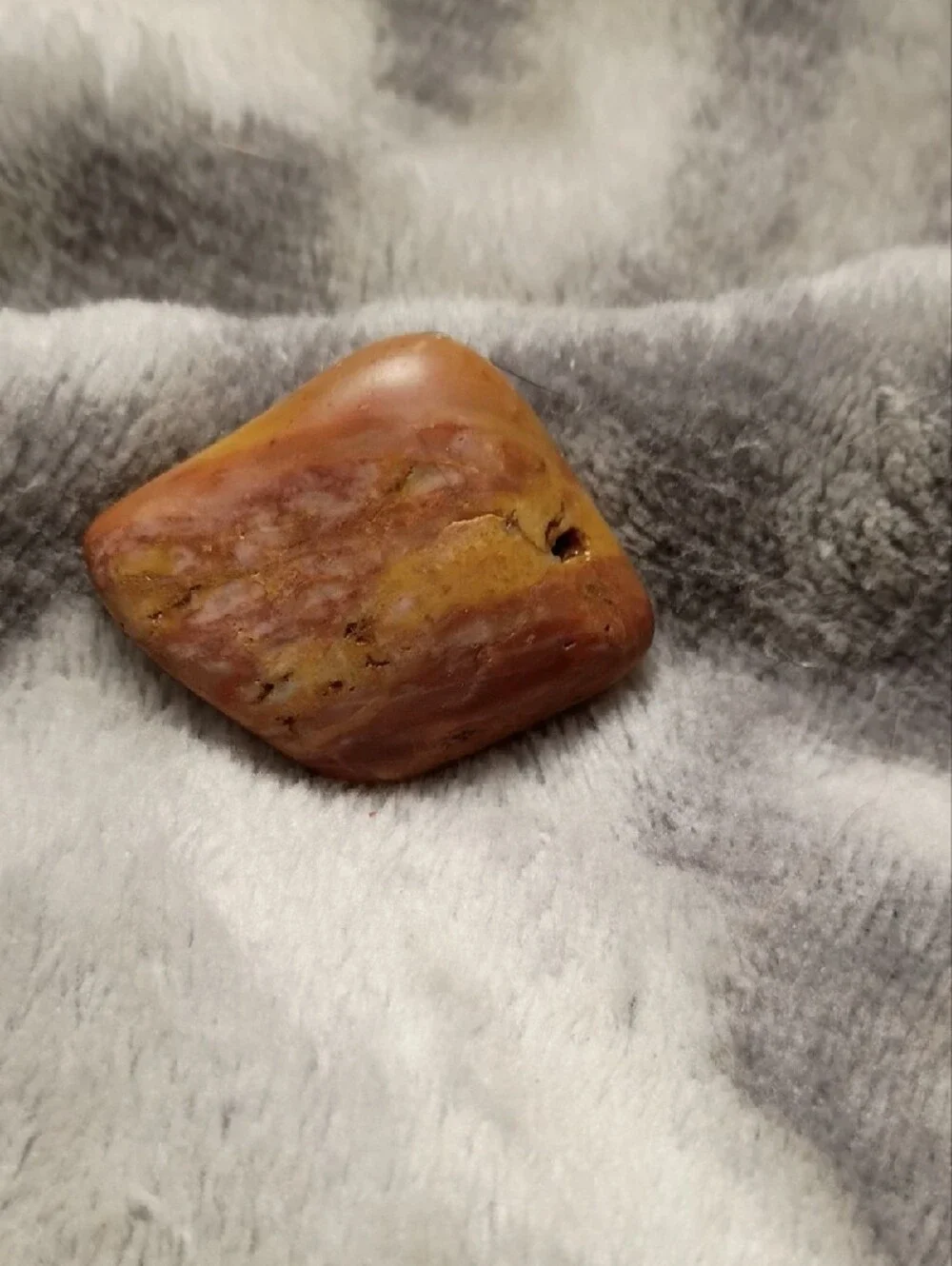 Polished Multicolor Stone Bead for Men - Pink and Gold Accent